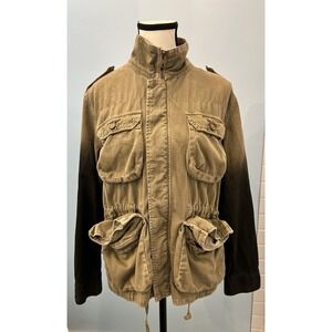 Current/Elliott Women’s Utility Military Jacket L Khaki‎ Green Ombre Pockets